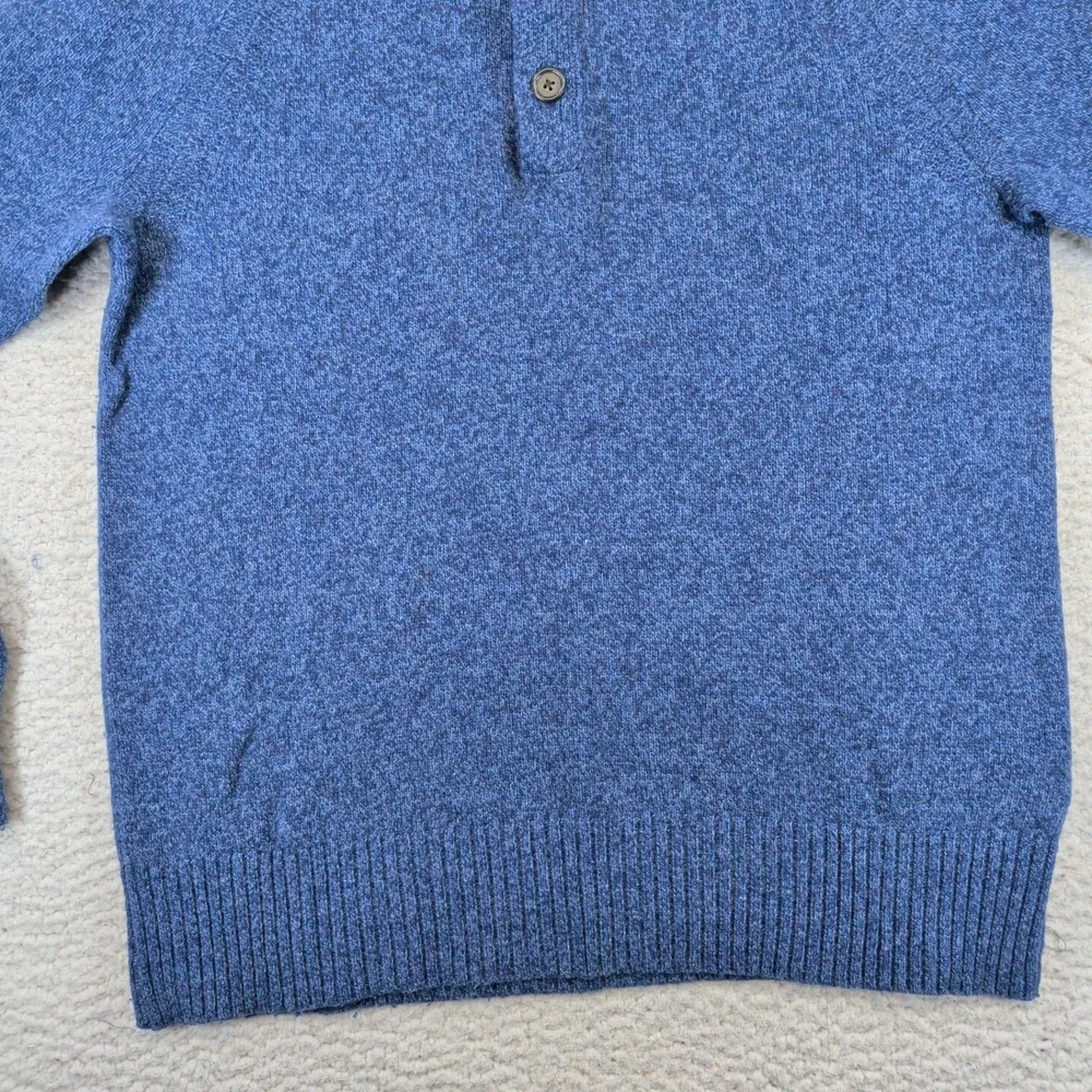 Banana Republic Mens Blue Merino Wool Blend Mock Neck Button Sweater Size M